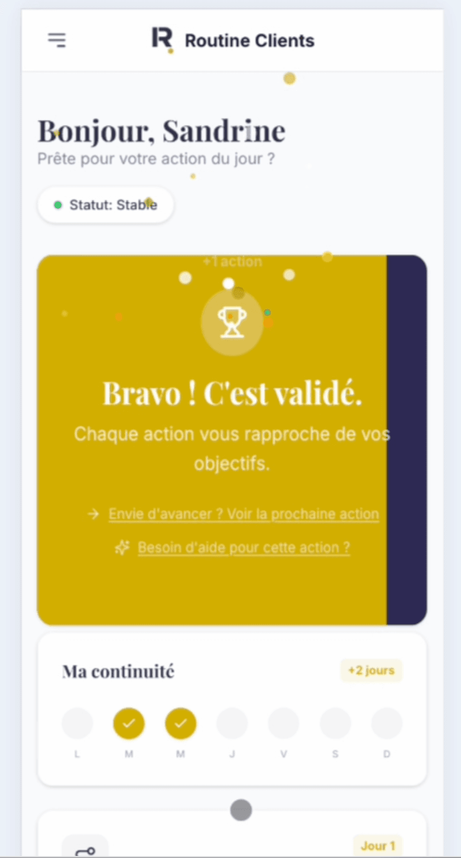 Bravo, votre action est validée